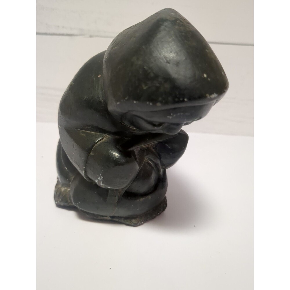 Vint 1973 Inuit Soapstone Carving Pauloosie Weetaluktuk E4-1627 Signed Inukjuak